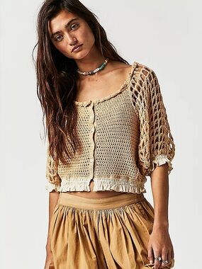 FREE PEOPLE Luisa Open Knit Cropped Cardigan